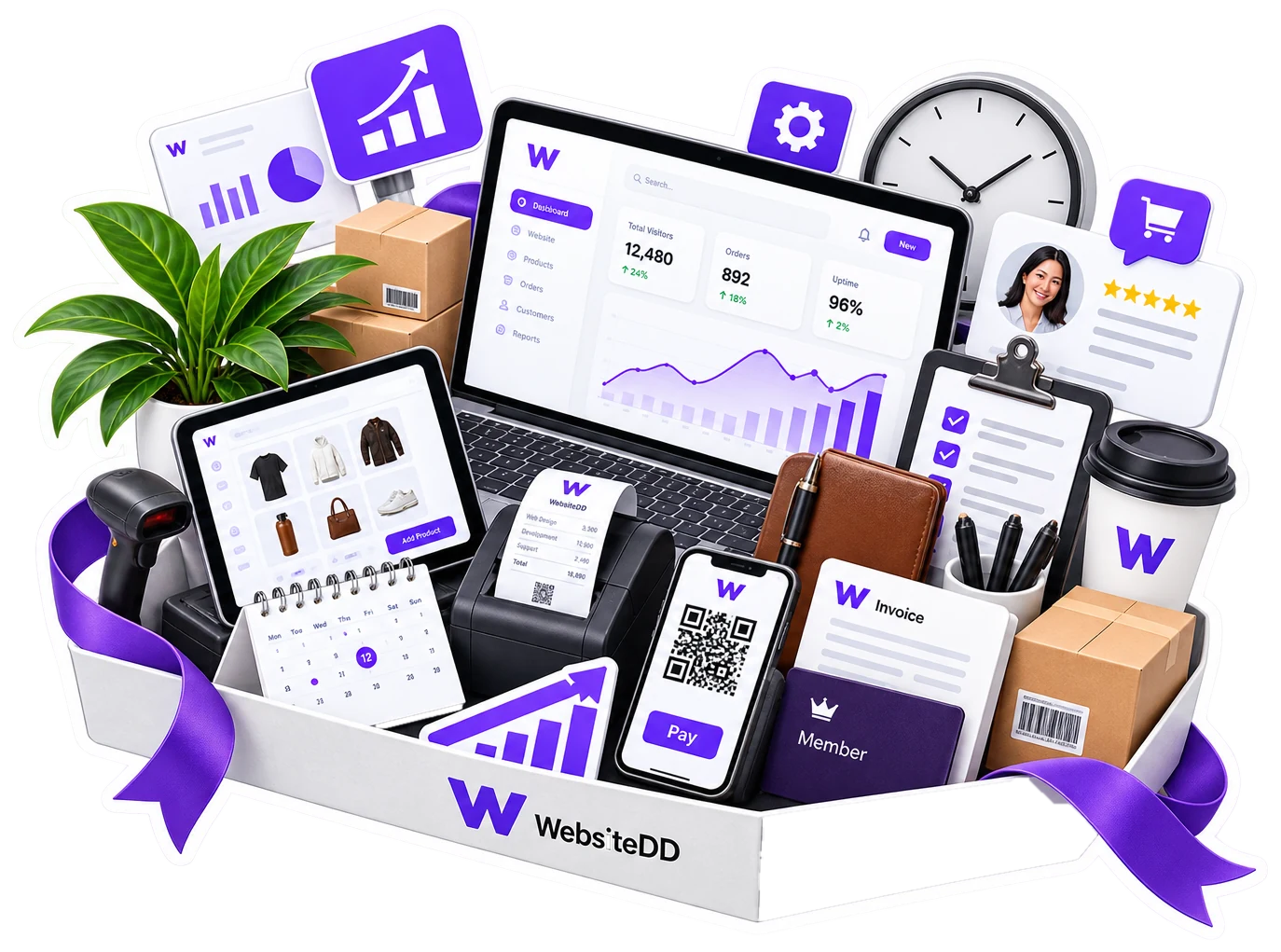 Business system hero visual showing workflow, booking and business operations