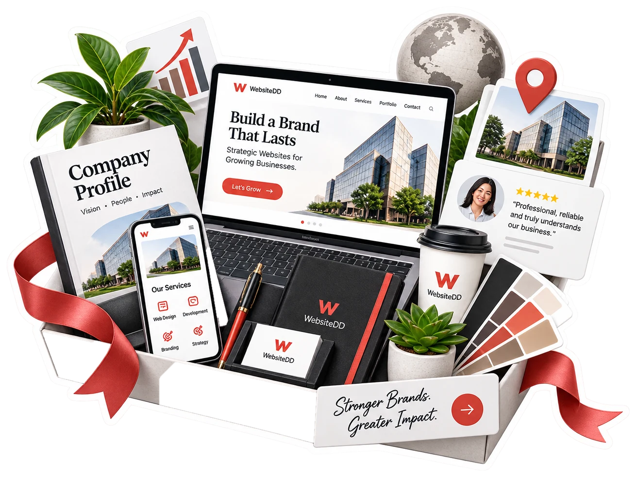 Corporate website hero visual for multi-page company profile and brand presentation