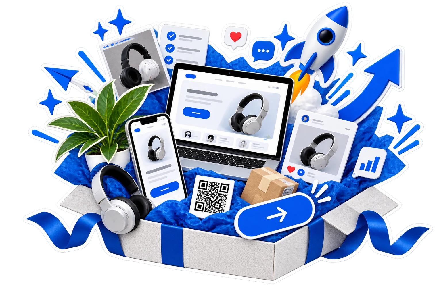 Landing product hero visual showing quick site and landing page ideas